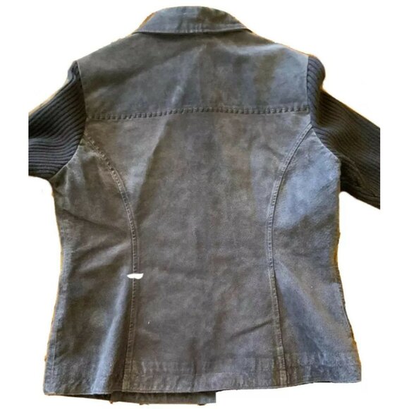 Live A Little Womens Faux Leather & Knit Jacket Button Front M - Picture 3 of 3